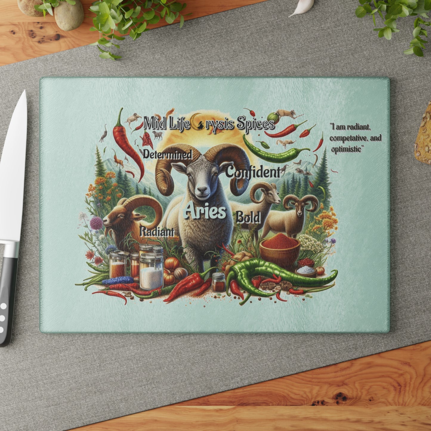 Aries Zodiac Glass Cutting Board - Perfect for Astrology Lovers, Gifts for Birthdays, Housewarming, Kitchen Decor, Zodiac Gifts