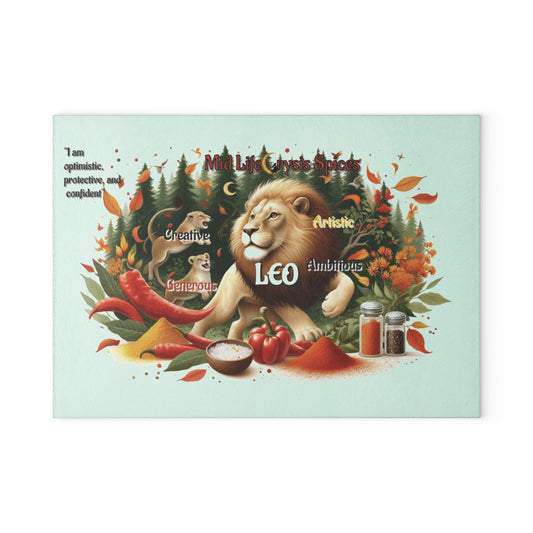 Leo Glass Cutting Board - Zodiac Sign Kitchen Decor, Gifts for Chefs, Cooking Enthusiasts, Leo Birthdays, Unique Housewarming