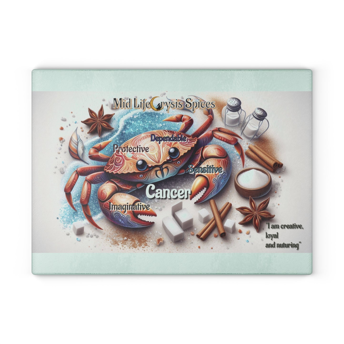Cancer Zodiac Glass Cutting Board | Creative Gift for Home Chefs, Astrology Decor, Kitchen Decor, Personalized Gifts