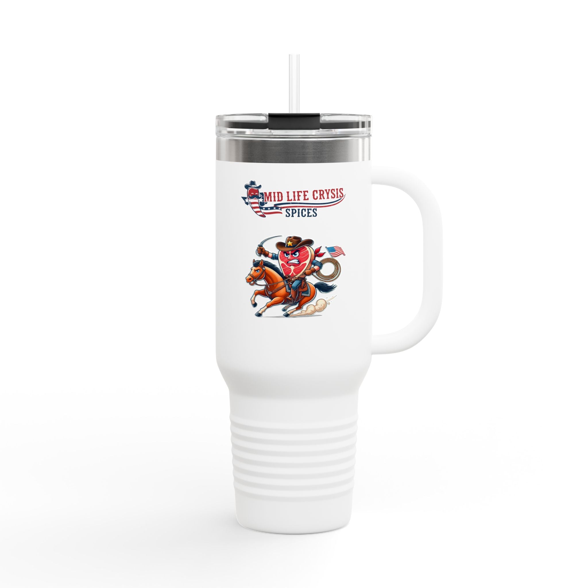40oz Insulated Travel Mug – Texas Rodeo Skull Design | Mid Life