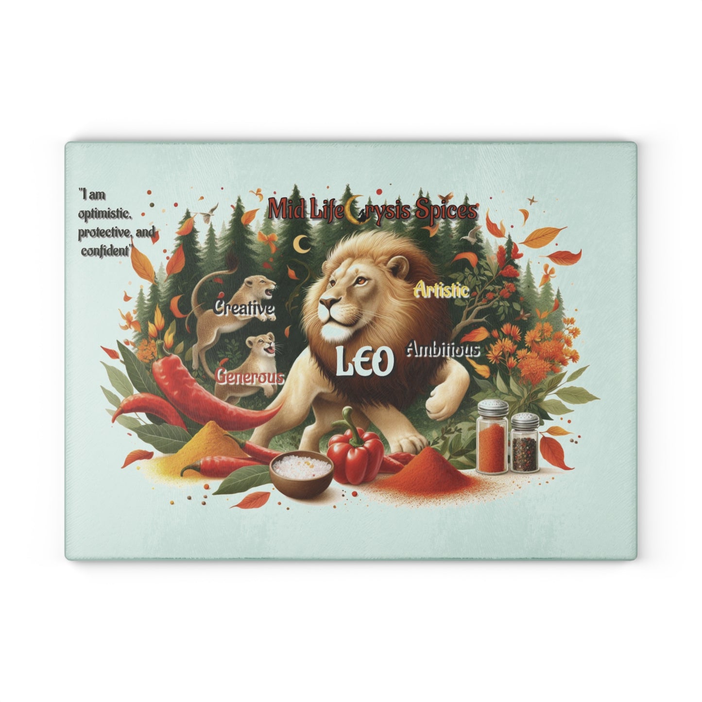 Leo Glass Cutting Board - Zodiac Sign Kitchen Decor, Gifts for Chefs, Cooking Enthusiasts, Leo Birthdays, Unique Housewarming
