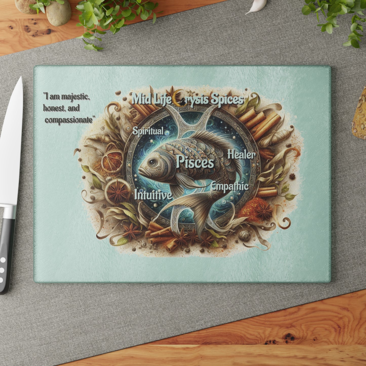 Pisces Glass Cutting Board - Zodiac Kitchen Decor, Astrological Gifts, Personalized Cooking Gift, Spiritual Home Decor, Unique [...]