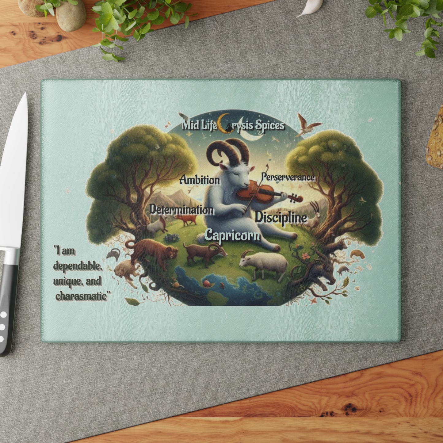 Capricorn Glass Cutting Board, Zodiac Gifts for Capricorn, Astrological Home Decor, Personalized Kitchenware, Unique Gifts for Chefs, [...]