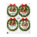 Joyful Leo Christmas Wreath Wrapping Paper – Holiday Gift Wrap with Red Bow & Holly
