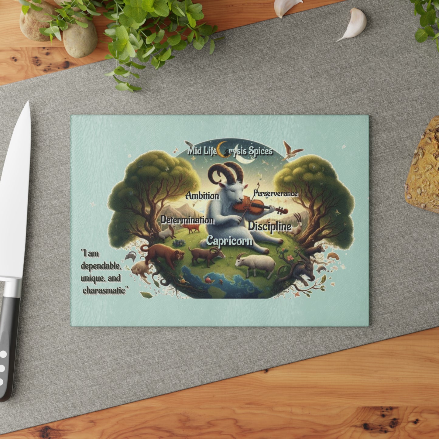 Capricorn Glass Cutting Board, Zodiac Gifts for Capricorn, Astrological Home Decor, Personalized Kitchenware, Unique Gifts for Chefs, [...]