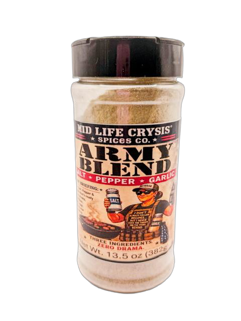 Army Spice Blend SPG Salt Pepper Garlic Mid Life Crysis Spices