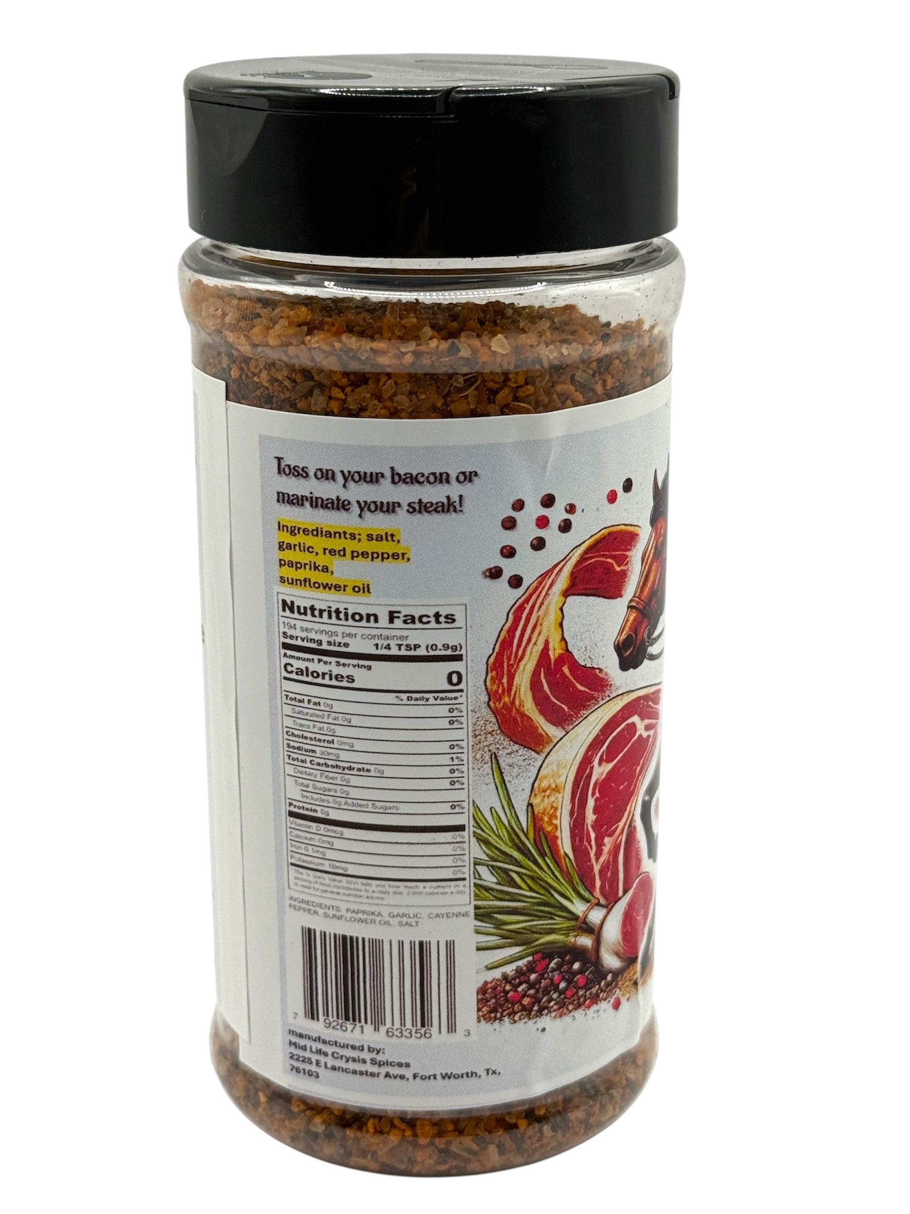 Grilled ribeye steak seasoned with Never Mis-Steakan beef rub