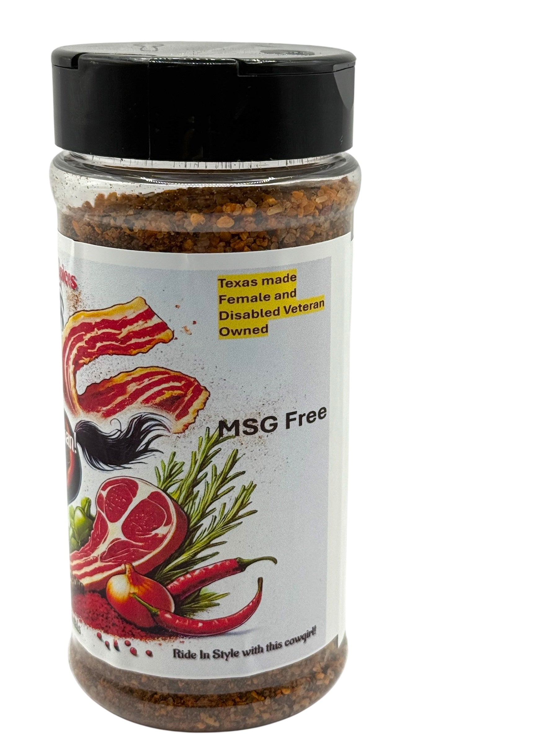 Never Mis-Steakan all-purpose beef seasoning for steaks, burgers, and brisket