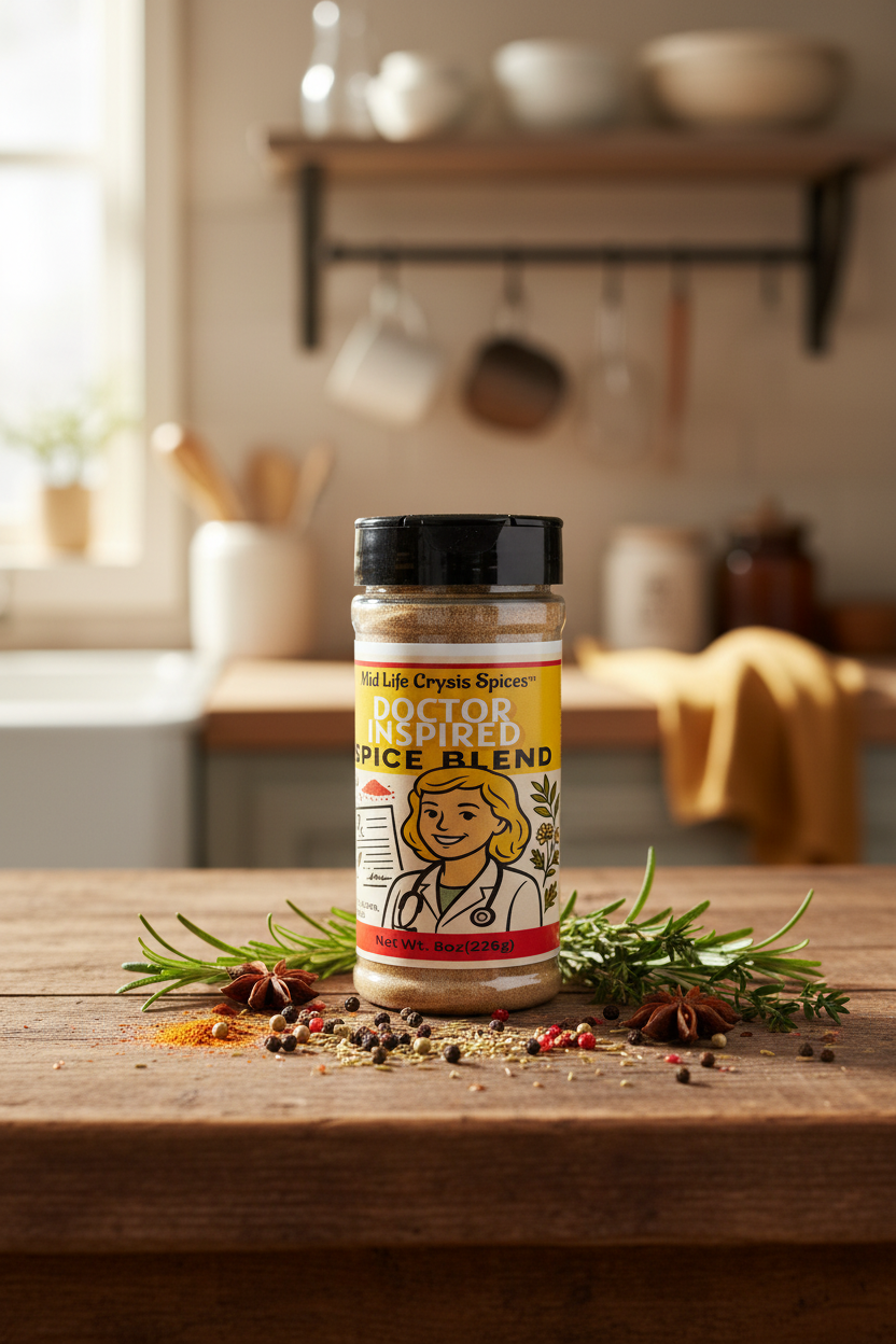 Doctor’s Orders no-salt, no-sugar seasoning blend by Mid Life Crysis Spices
